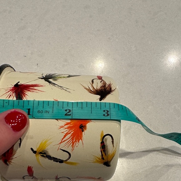 Fly Fishing Patterned Mug with Black Rim metal cup super nice! - Picture 8 of 8